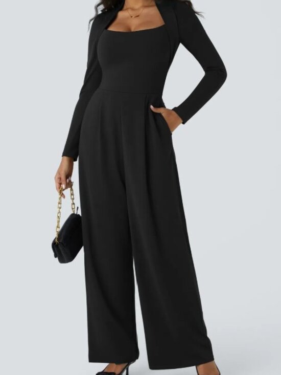 HALARA Pants - HALARA LONG SLEEVE WIDE LEG JUMPSUIT (SIZES MEDIUM & LARGE REGULAR )